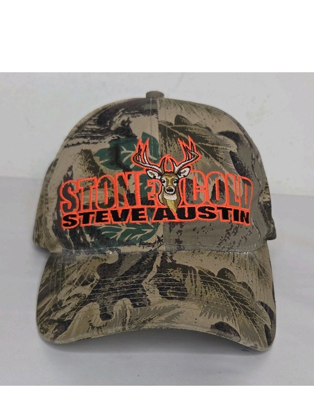 Vtg 1998 Stone Cold Steve Austin WWF Camo Snapback Hat Deer Hunting 90s Attitude